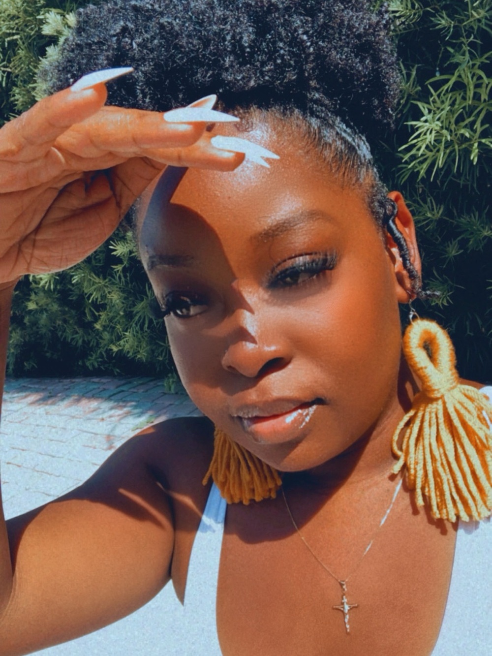 Handmade Mustard Yellow Yarn Tassel Drop Earrings